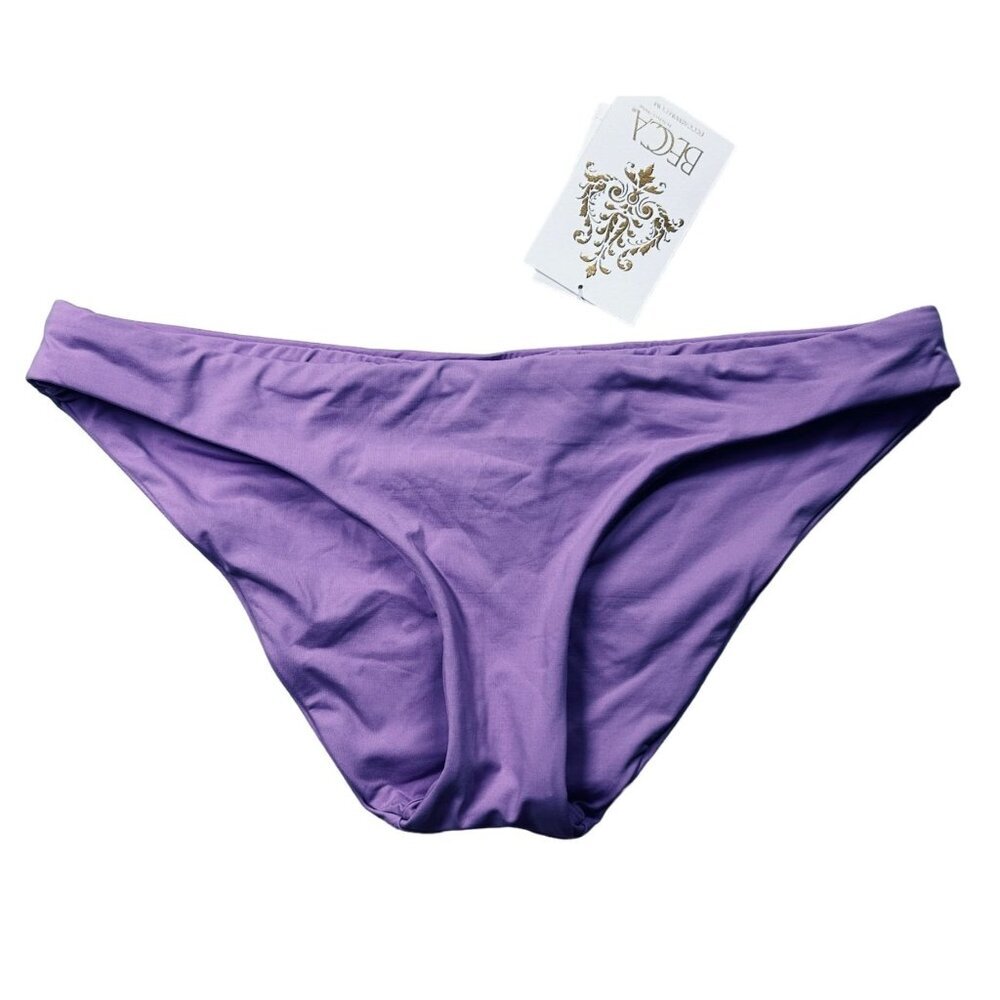 BECCA Bikini Bottom Size Medium Swim Hipster Orchid Purple‎ Shirred Detail NEW